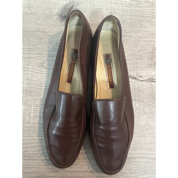 A Testoni Vintage Brown Loafers 8.5 B Leather Slip On Car Driving Shoes main image 4